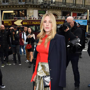 Ellie Goulding's nipples in red blouse