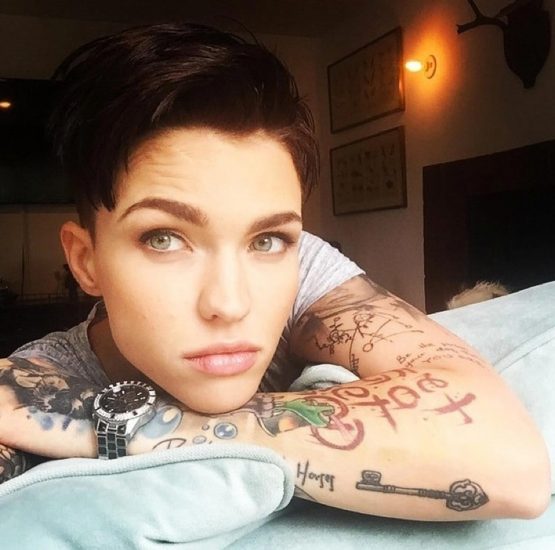 Ruby Rose on the bed