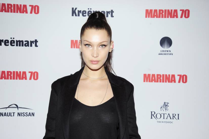 Bella Hadid nipples in see through black top