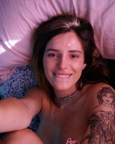 Bella Thorne takes a nude selfie from bed