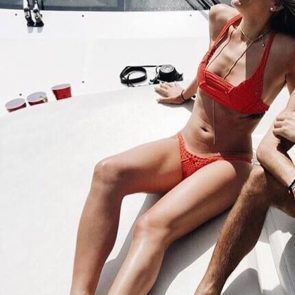 Sexy Charissa Thompson in red bikini