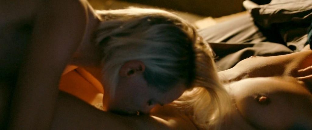 Natalie Krill and Erica Linder nude in Below Her Mouth sex scene