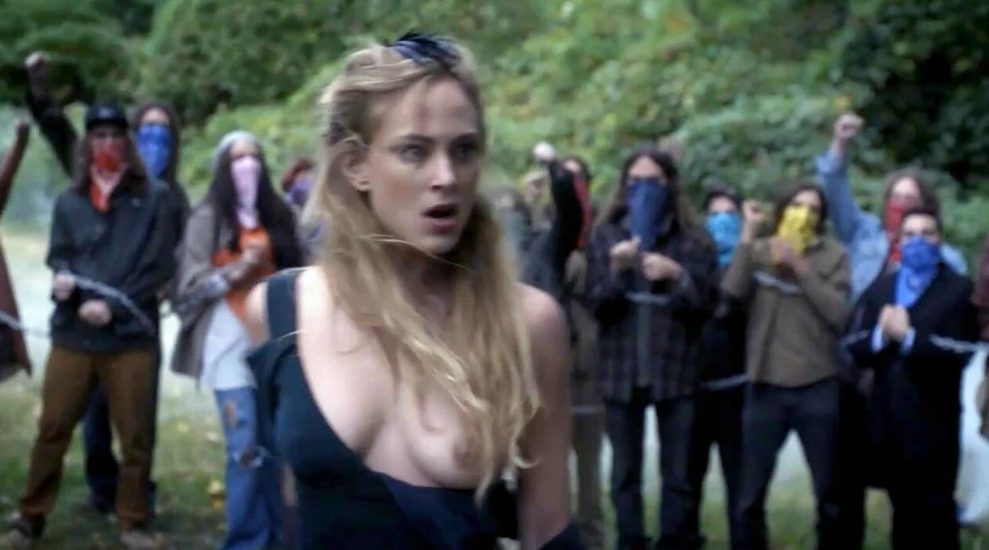 Nora Arnezeder nude nipples and boob in a movie scene