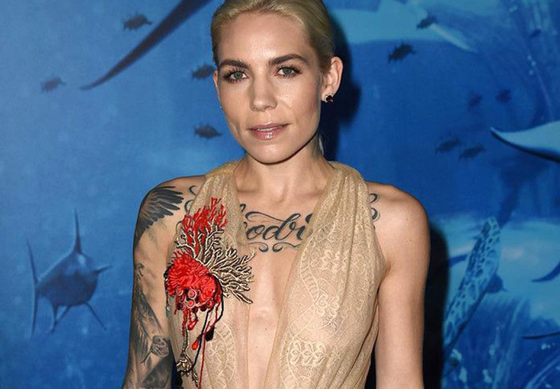 Skylar Grey Nipples in See Through Dress