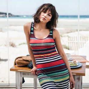 Úrsula Corberó striped dress