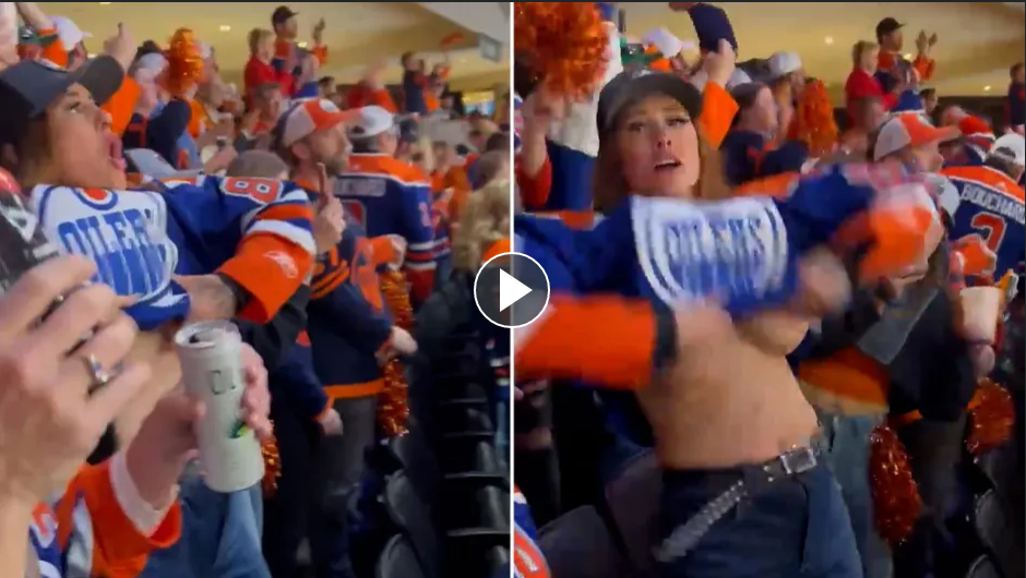 Oilers Fan Flashes Crowd Video Twitter