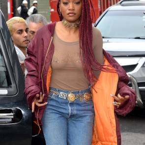 Keke Palmer taking off her jacket to show boobs