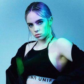 Billie Eilish sexy in black top