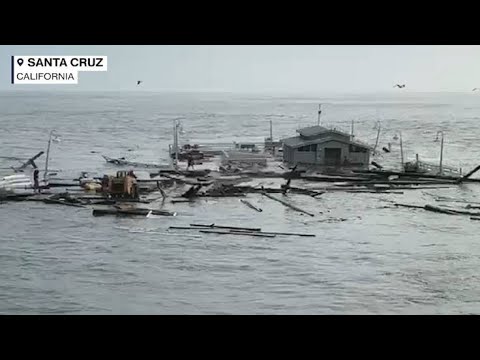 Santa Cruz Wharf Collapse in US full video