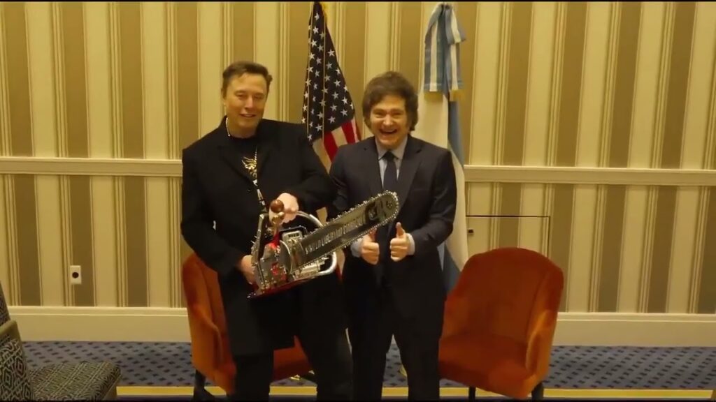 elon chainsaw video