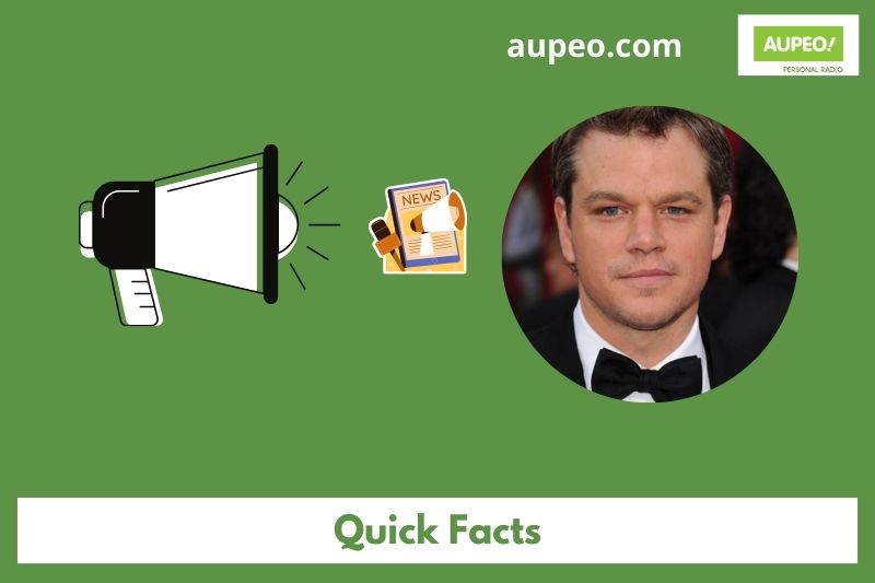 Matt Damon Fast Facts