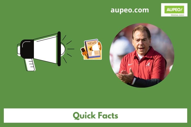 Quick facts of Nick Saban